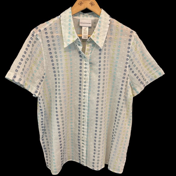 Alfred Dunner Tops - NWT Alfred Dunner Short Sleeve Button Up Shirt Polka Dot Sz M Grandmacore Breezy